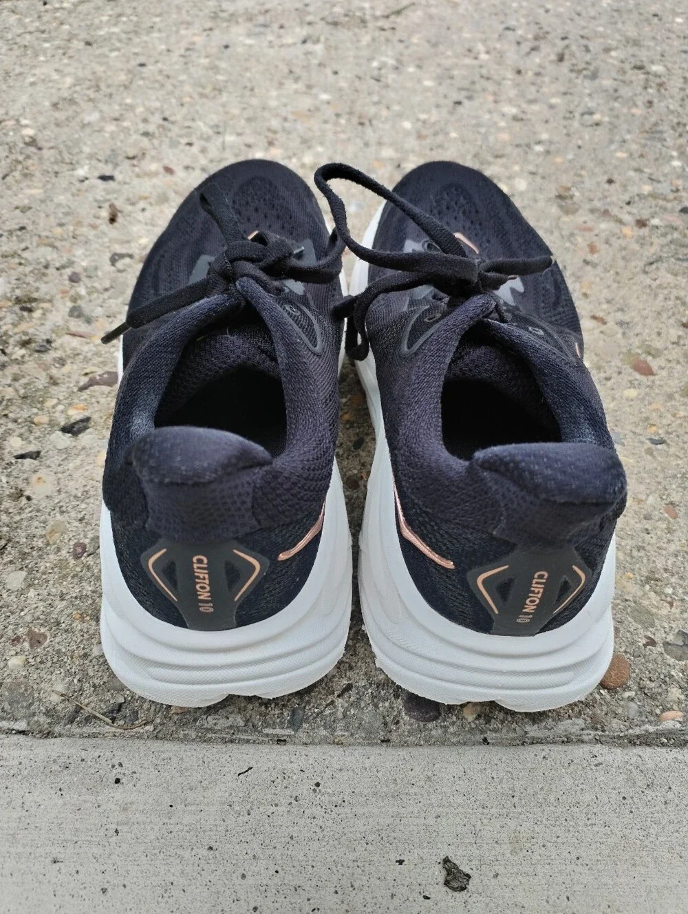 HOKA Clifton 10 Women’s 7.5b Black Rose Gold Running Shoes Athletic Sneaker